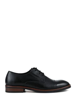 Pavers Black Wide Fit Smart Leather Toe-Cap Shoes