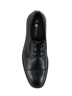Pavers Black Wide Fit Smart Leather Toe-Cap Shoes
