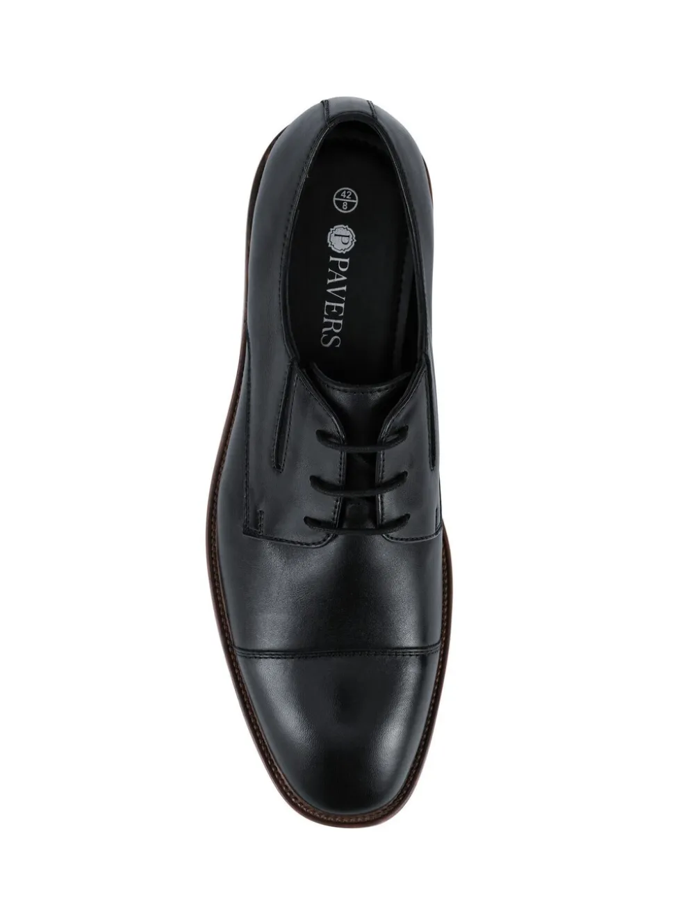 Pavers Black Wide Fit Smart Leather Toe-Cap Shoes
