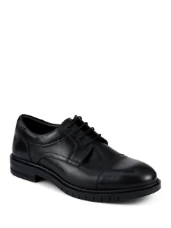 Pavers Black Wide Fit Smart Leather Derby Shoes