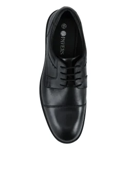 Pavers Black Wide Fit Smart Leather Derby Shoes