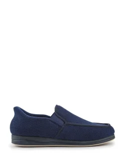 Pavers Blue Extra Wide Corduroy Slippers