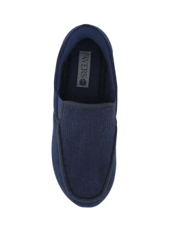 Pavers Blue Extra Wide Corduroy Slippers