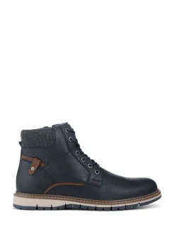 Pavers Blue Lace Up With Fabric Cuff Boots