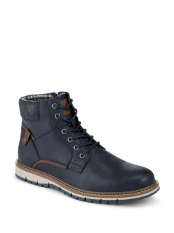 Pavers Blue Lace Up With Fabric Cuff Boots