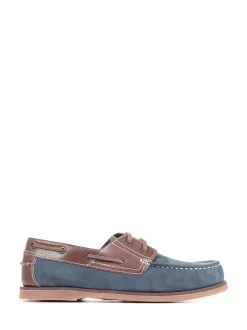 Pavers Blue Leather Boat Shoes