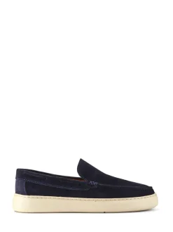 Pavers Blue Leather Slip-Ons Shoes