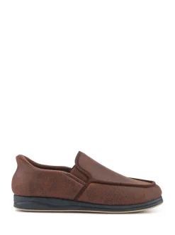 Pavers Brown Extra Wide Memory Foam Slippers