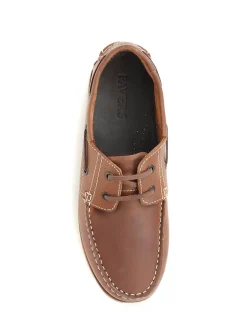 Pavers Brown Leather Boat Shoes