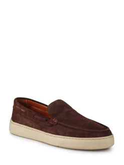 Pavers Brown Leather Slip-Ons Shoes