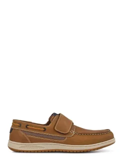 Pavers Brown Leather Touch Fastening Monk Shoes