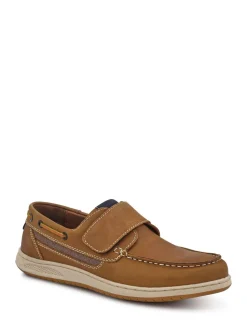 Pavers Brown Leather Touch Fastening Monk Shoes