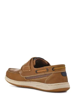 Pavers Brown Leather Touch Fastening Monk Shoes