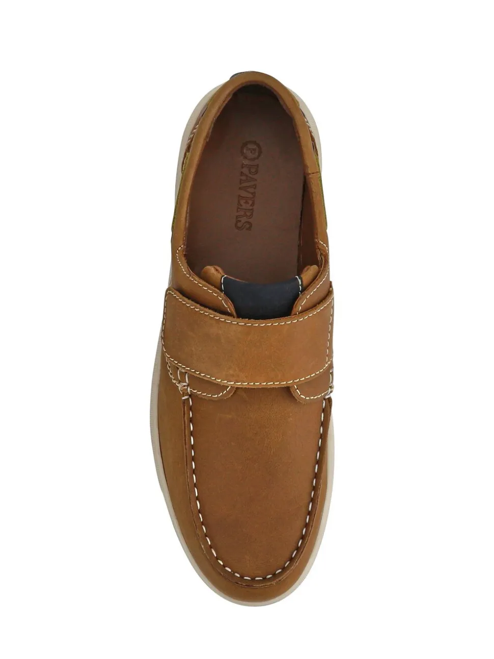 Pavers Brown Leather Touch Fastening Monk Shoes