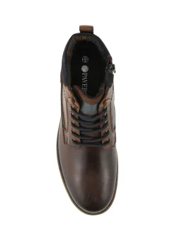 Pavers Brown Wide Fit Leather Boots With Grip Sole