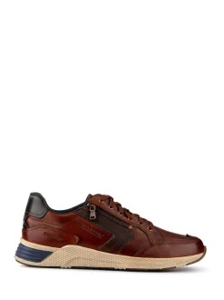 Pavers Brown Wide Fit Wide Fit Leather Lace-Up Trainers
