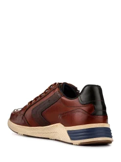 Pavers Brown Wide Fit Wide Fit Leather Lace-Up Trainers