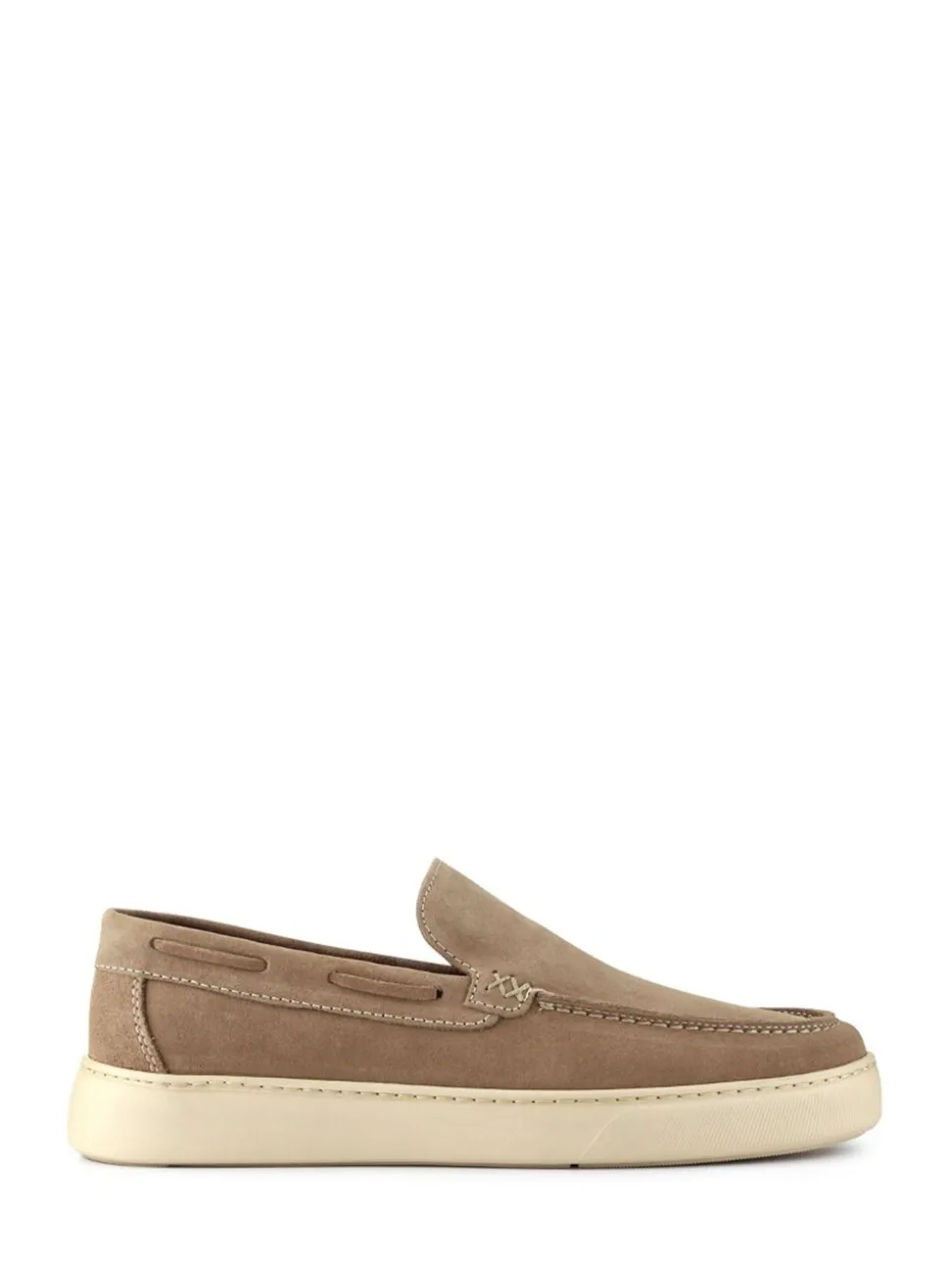 Pavers Cream Leather Slip-Ons Shoes