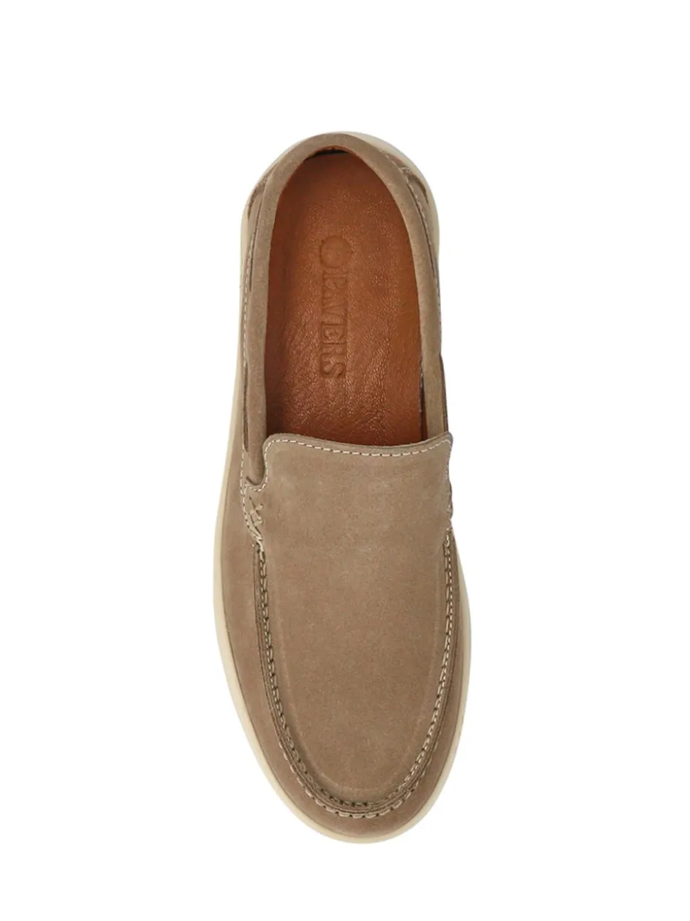 Pavers Cream Leather Slip-Ons Shoes
