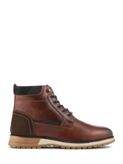 Pavers Dark Brown Wide Fit Leather Boots With Grip Sole