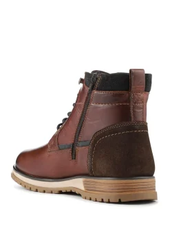 Pavers Dark Brown Wide Fit Leather Boots With Grip Sole