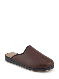 Pavers Dark Brown Wide Fit Supportive Mule Slippers