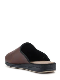Pavers Dark Brown Wide Fit Supportive Mule Slippers
