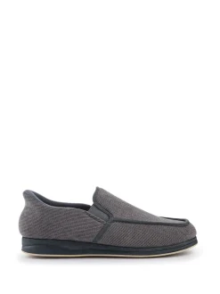 Pavers Grey Extra Wide Corduroy Slippers