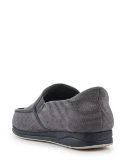 Pavers Grey Extra Wide Corduroy Slippers