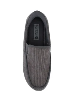 Pavers Grey Extra Wide Corduroy Slippers