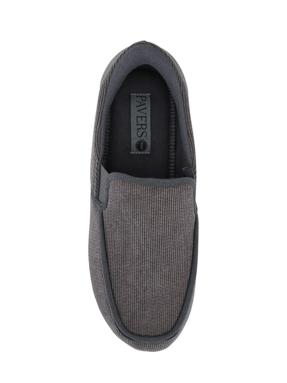 Pavers Grey Extra Wide Corduroy Slippers