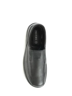 Pavers Natural Pavers Wide Fit Leather Slip On Black Shoes
