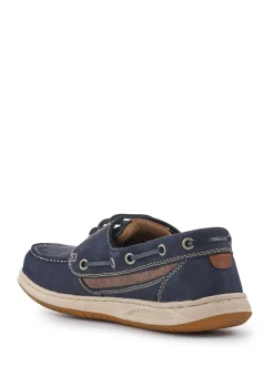 Pavers navy Leather Lace-Up Boat Shoes
