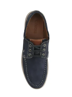 Pavers navy Leather Lace-Up Boat Shoes