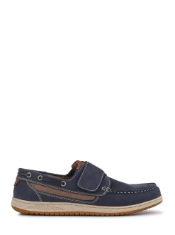 Pavers navy Leather Touch Fastening Monk Shoes