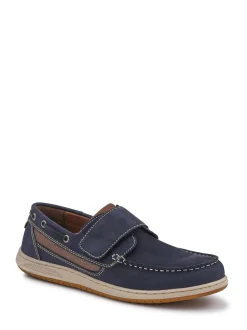Pavers navy Leather Touch Fastening Monk Shoes