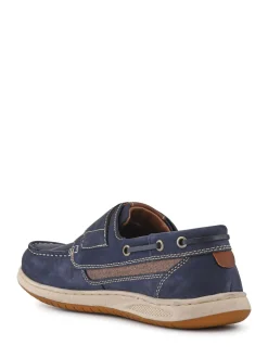 Pavers navy Leather Touch Fastening Monk Shoes