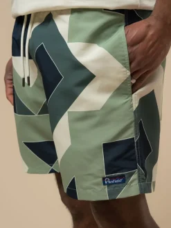 Penfield Green Mens Eldridge Print Packable Swim Shorts