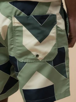 Penfield Green Mens Eldridge Print Packable Swim Shorts
