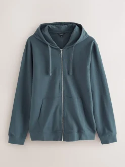 Petrol Blue Lightweight Zip Up Hoodie