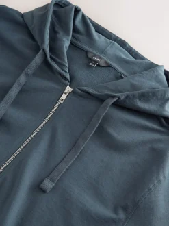 Petrol Blue Lightweight Zip Up Hoodie