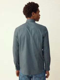 Petrol Blue Regular Fit Button Down Easy Iron Oxford Shirt