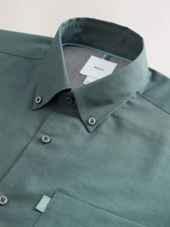 Petrol Blue Regular Fit Button Down Easy Iron Oxford Shirt