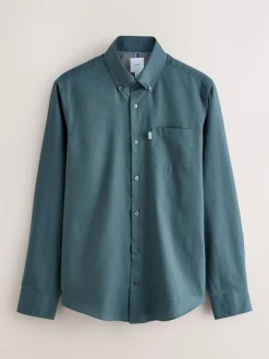 Petrol Blue Slim Fit Button Down Easy Iron Oxford Shirt