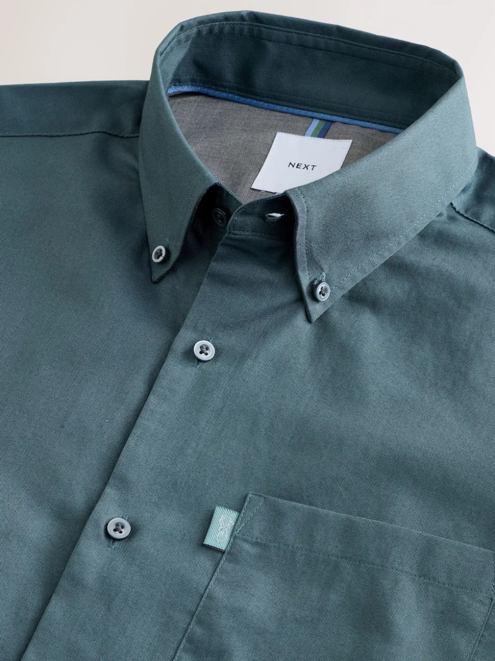Petrol Blue Slim Fit Button Down Easy Iron Oxford Shirt