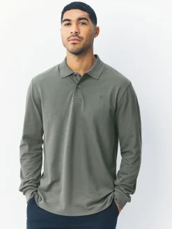 Petrol Green Regular Fit Long Sleeve Pique Polo Shirt