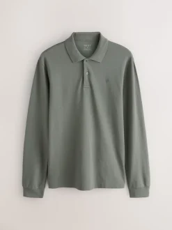 Petrol Green Regular Fit Long Sleeve Pique Polo Shirt