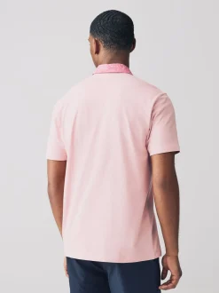 Pink / Blue / White Woven Collar Regular Fit Short Sleeve Jersey Polo Shirts 3 Pack