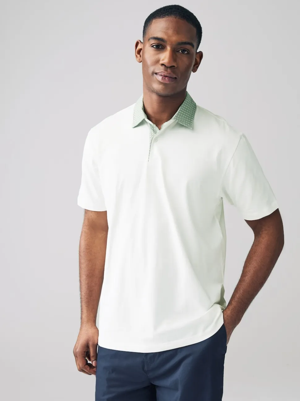 Pink / Blue / White Woven Collar Regular Fit Short Sleeve Jersey Polo Shirts 3 Pack