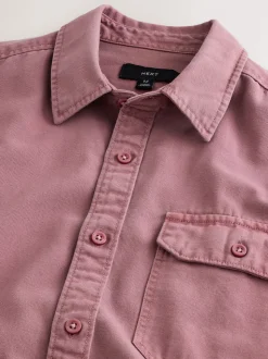 Pink Long Sleeve Garment Dyed Oxford Shirt